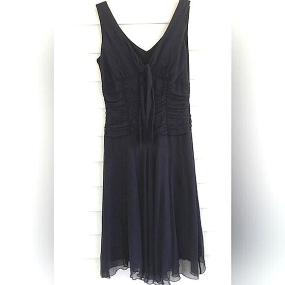 Jonathan Martin NWT 100% SILK Black Chiffon Ruched Cocktail Dress 8 Witchycore - Picture 1 of 8